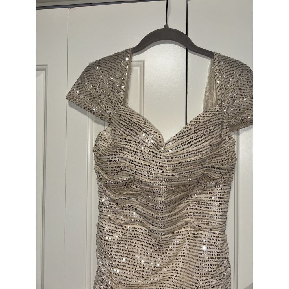 Sequin Ruched Mini Dress Size 6 Elegant Party Dress - Picture 4 of 8